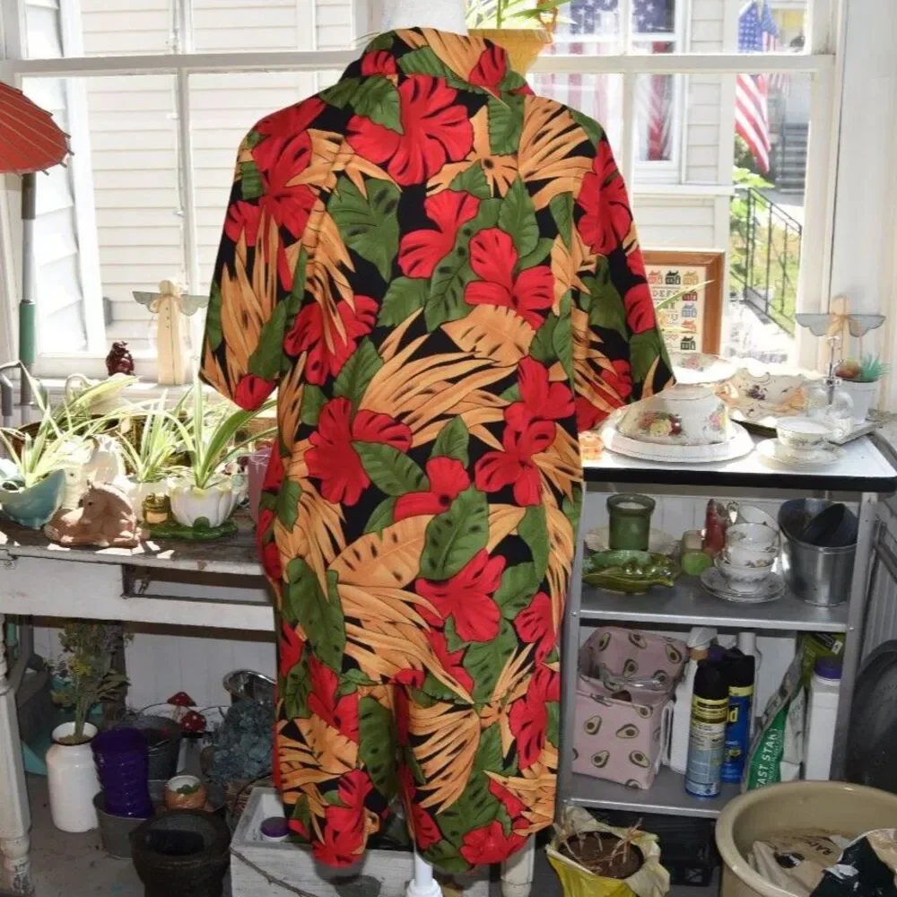 Vintage 90s First Option Petite Tropical Hawaiian Shirt Shorts Set Medium